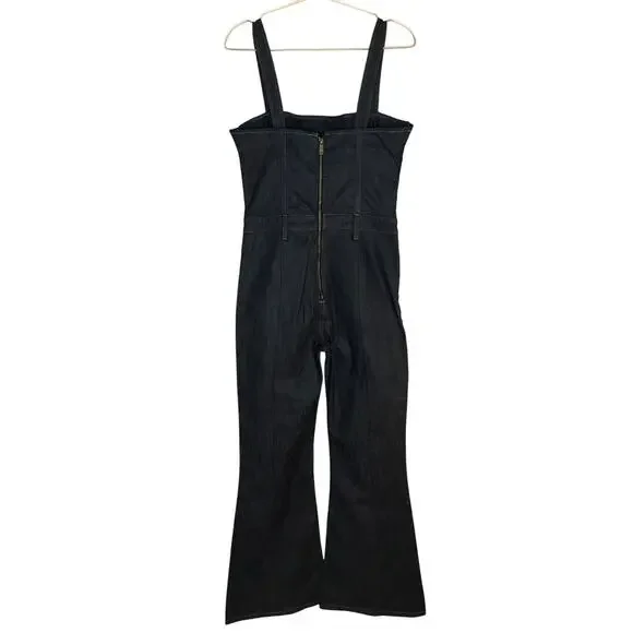 DL1961 Holloway Dark Wash Denim Flare Leg Jumpsuit 26 DL Performance - Picture 6 of 14